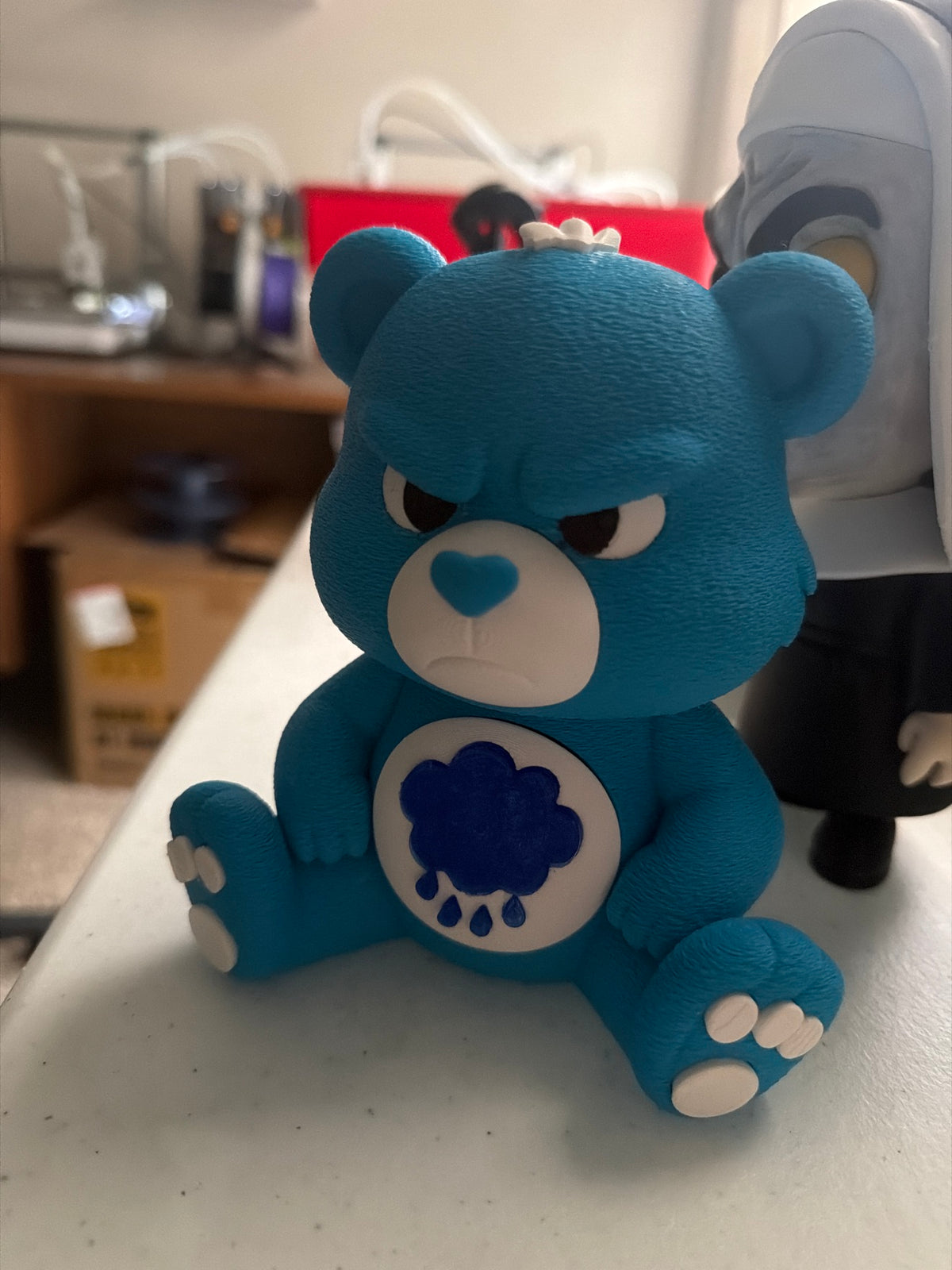Grumpy blue bear 3D printed collectible figure