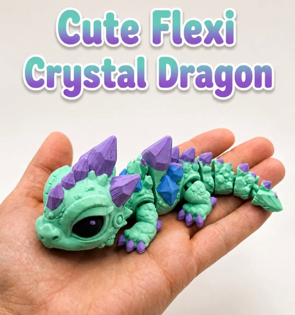 Flexi Crystal Dragon – Articulated 3D Printed Fidget, 5" Long